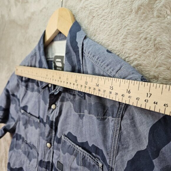 G-Star Raw Camouflage Shirt Pearl Snap Pocket Short Sleeve Button Up Mens Size L - Picture 5 of 10